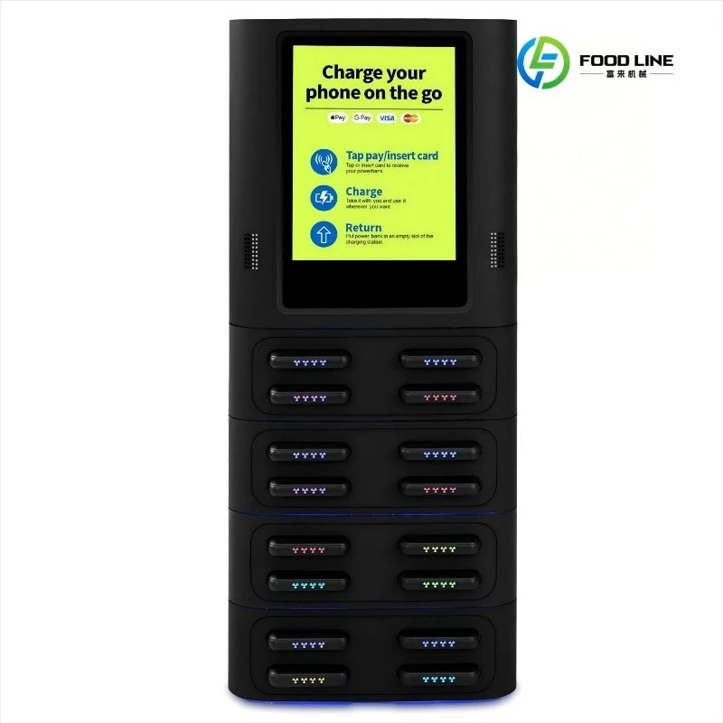 2026 New FL Output Quick Charge QR/POS Rental 16-Port Waterproof Ultra Slim Portable Power Station Charging Kiosk Customized