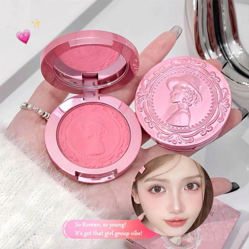 Embossed Blusher Matte Monochrome Natural Makeup Facial Cheek Contour Peach Blush Palette Powder Cosmetics Brightening Rouge