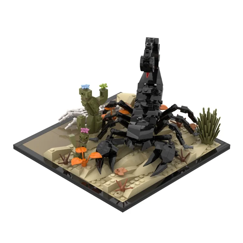 MOC Scorpion Model Building Blocks Horror Insect Scorpion and Desert Base Assembled Brick Toy DIY Creative Children's Gift