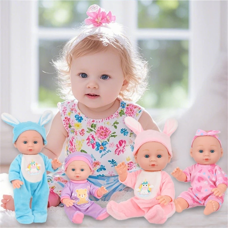 Boneca reborns 9 polegadas, simulação caucasiana, para crianças pequenas, com macacão, jogo dramatização, brinquedo,