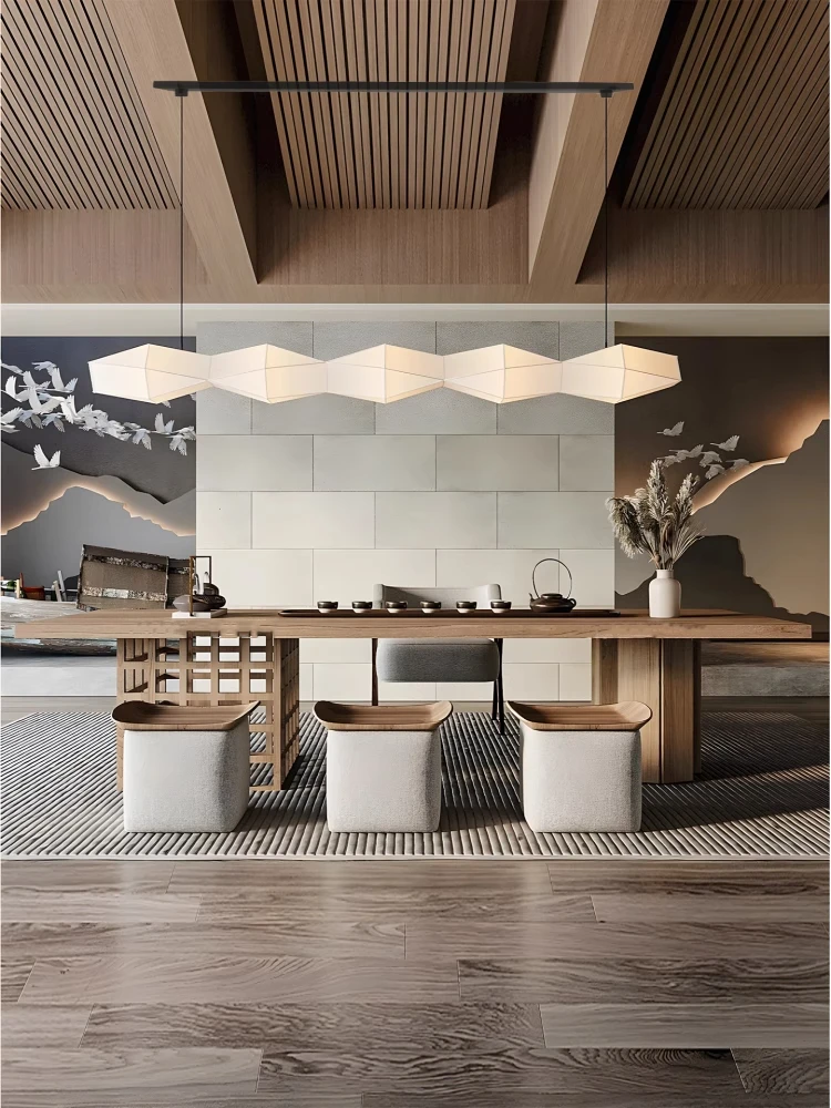 中世のシャンデリア日本のミニマリストレストランバーカウンター一文字ストリップランプコーヒーショップケータリング商業