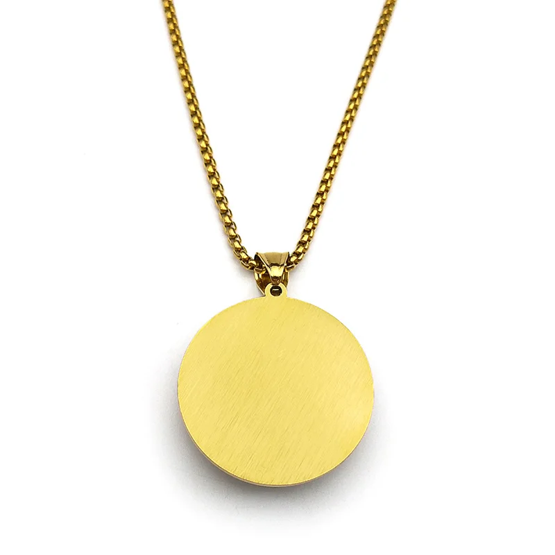 مفتاح سليمان سيجيل الزجاج ميدالية مستديرة قلادة للنساء الرجال الفولاذ المقاوم للصدأ الذهب اللون رئيس الملائكة الكابالا تعويذة مجوهرات