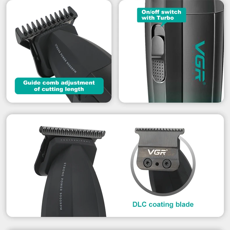 VGR haarschneidemaschine harrschneidemaschine haarschneidemaschine männer Haarschneider Professioneller Haarschneidemaschine Kabellos Haarschneider 9000 U/min Haarschnitt Barbier Metall Trimmer für Männer V-906 – Detail 5