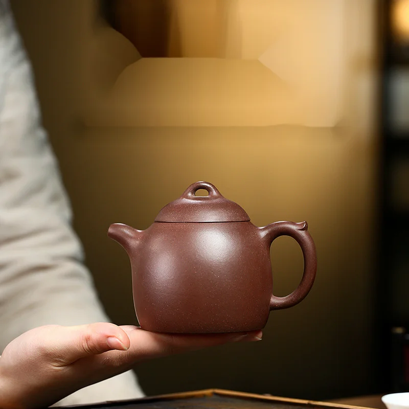 Yixing Purple Clay Pot Teapot Household Tea Set Pure Handmade Raw Ore Old Purple Mud Qinquan Pot 270 Capacity