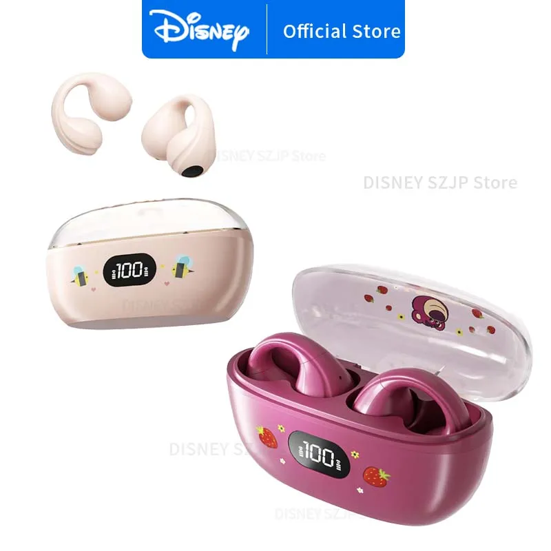 Disney Ear Clip-on Wireless Headphones Bluetooth Headset Smart Digital Display Volume Adjustment Cute Cartoon Comfortable Wear