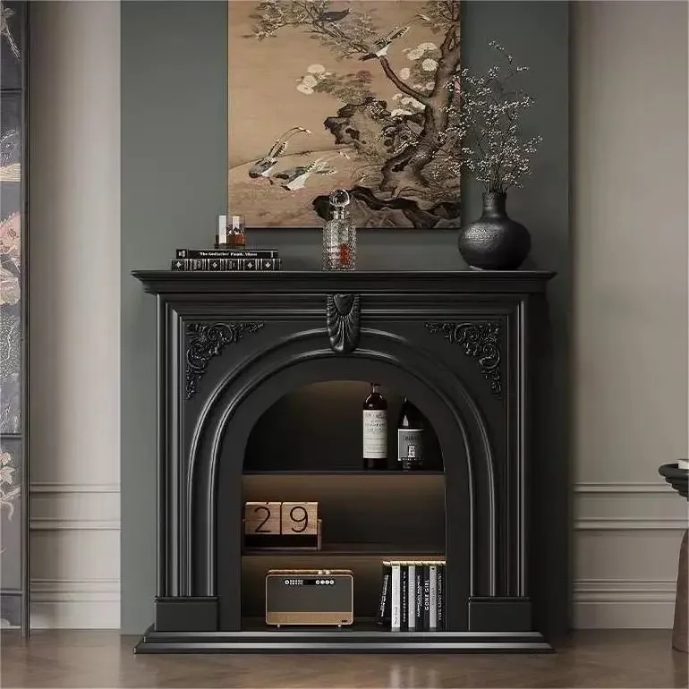 solid wood fireplace decorativecabinet American entrancefireplace living room TVcabinet indoor engraving can be painted