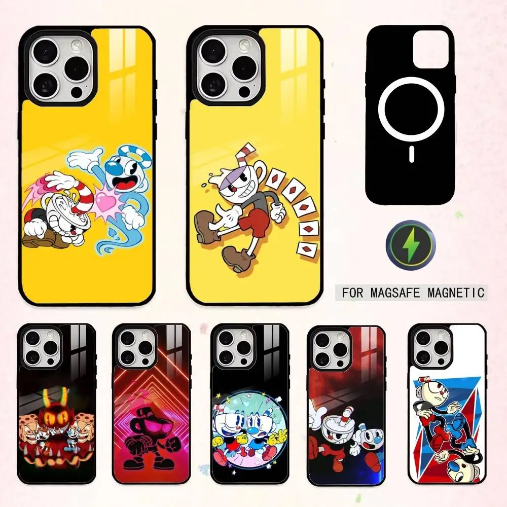 

G-Game C-Cuphead Phone Case For iPhone17,16,15,14,13,12,11 Plus,Pro Max Magnetic For Magsafe Wireless Charging