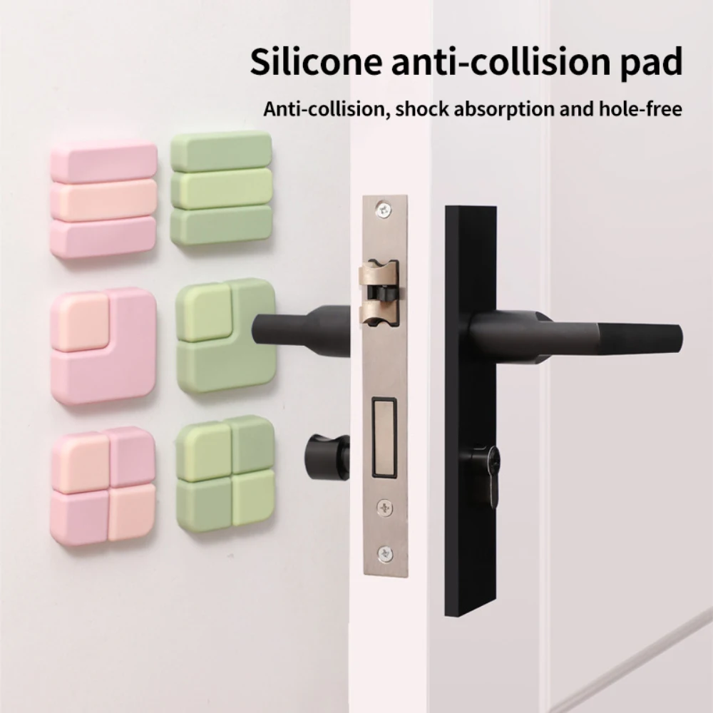 Autocollant anti-collision en silicone pour poignée de porte, artefact muet, accessoires ménagers auto-adhésifs, butée carrée, épaissi, 10mm