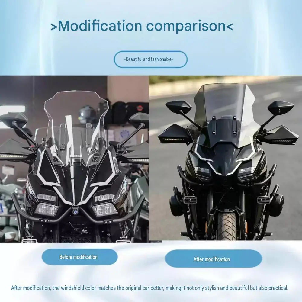 For ZONTES 703F straight windshield, new heightened modification, front windshield smoke/transparent accessories.