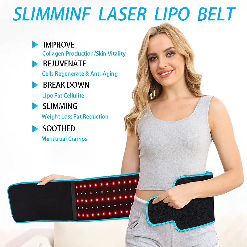 

Infrared light treatment band LED660nm 850nm for back pain relief burning fat thin waist, belt hot compress massage