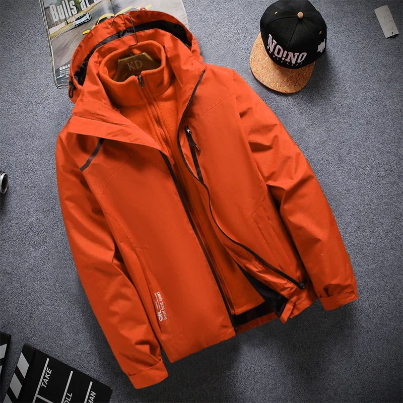 

Водонепроницаемая уличная куртка 3-в-1 с отстегивающимся подкладом для походов, ветрозащитная верхняя одежда большого размера из полиэфирного волокна, зимняя