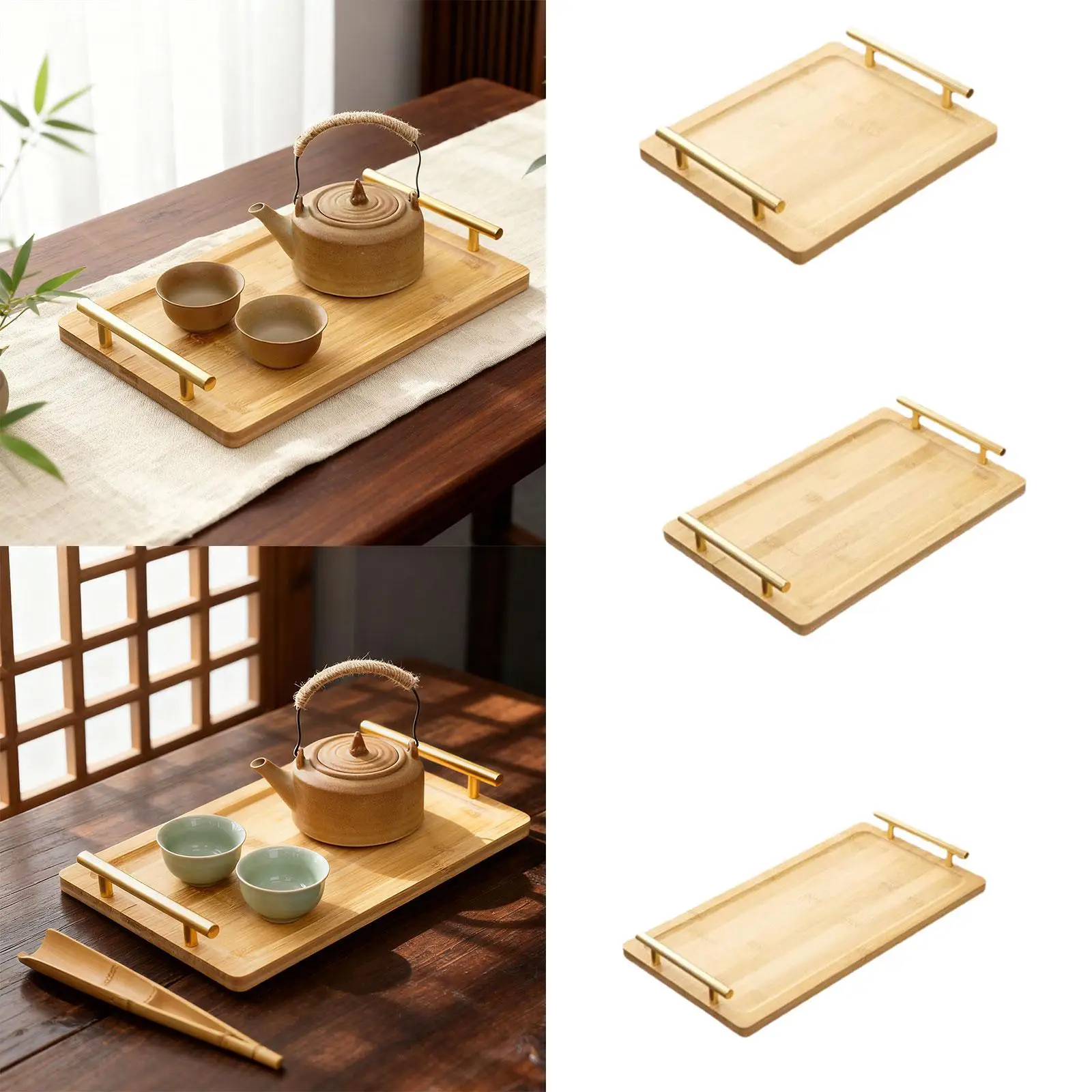 

Деревянный сервировочный поднос с металлическими ручками, деревянная тарелка для закусок, сервировочное блюдо, поднос для кофейного столика, для десертов, ужина, свадьбы, дома