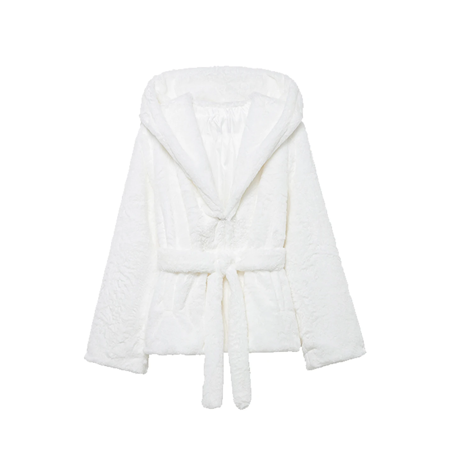 Ele Simple manteau femme avec ceinture et capuche hiver 2025 Faion Personali Match toutes saisons cuir fourrure Jaet