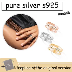 S925 Sterling Silver Classic Move Romane Rings With Three Diamond Hollow Design, Luxurious Jewelry, High-end Party Gift