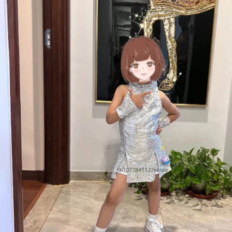 

Новые детские костюмы для уличных танцев, костюмы для джазовых танцев, комплект для девочек с блестками, костюмы для выступлений черлидинга