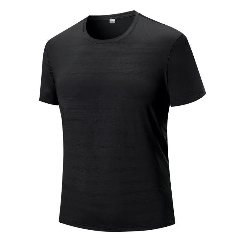 Men's Large Size Summer Sports Ice Silk Quick Dry Fitness Short-sleeved Basketball Training T-shirt Casual O-neck T Shirt