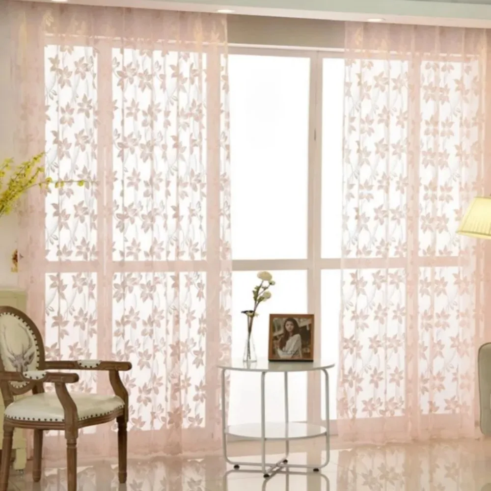 Korean Cottage Pink Princess Voile Curtains for Living Room Balcony Partition Sheer Lace Drapes Ready Made Custom Tulle