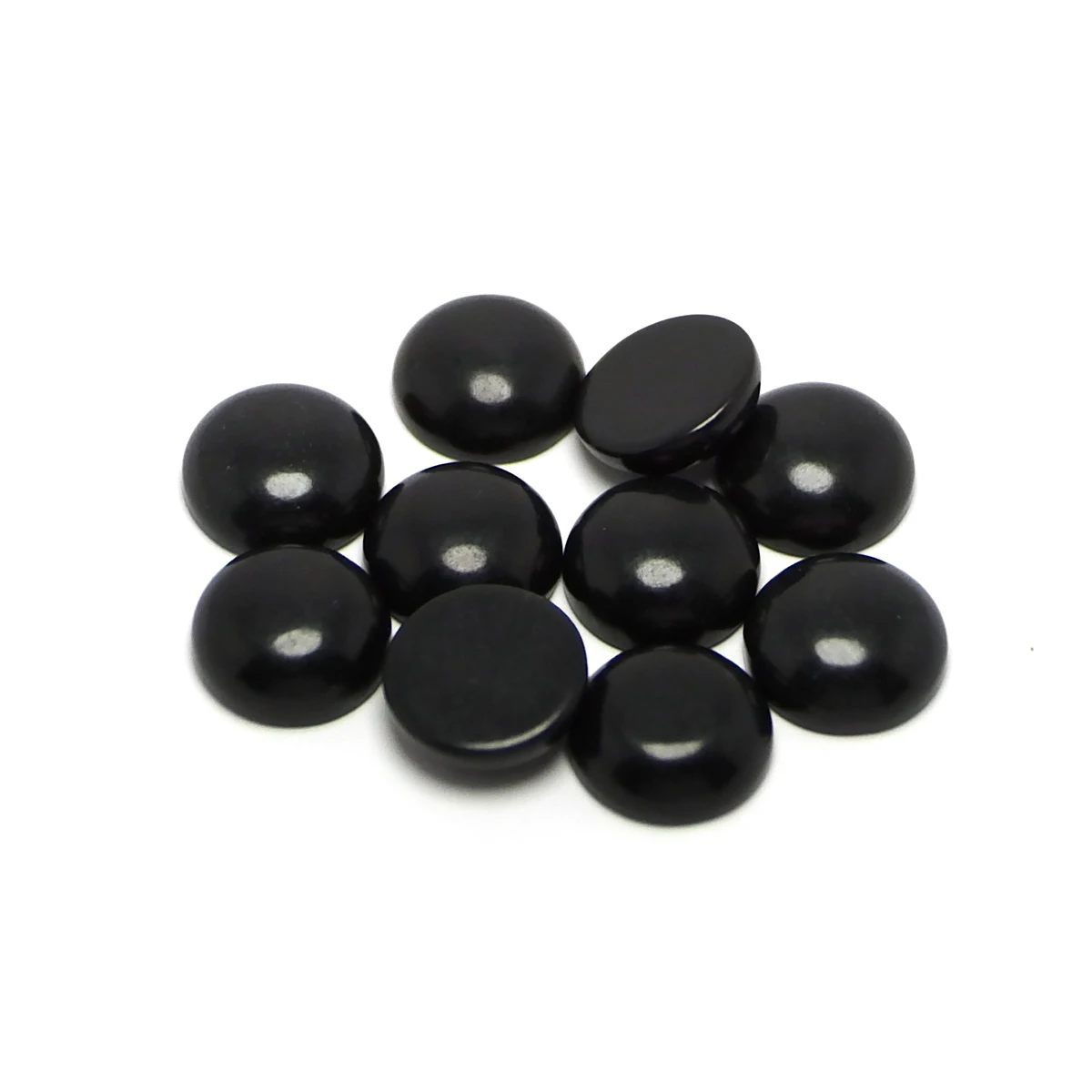 10pcs Ink black Stone,Cabochon Polished Flat Back Stones,12mm Round Synthetic Stone,Jewelry Earrings Rings Necklace Making