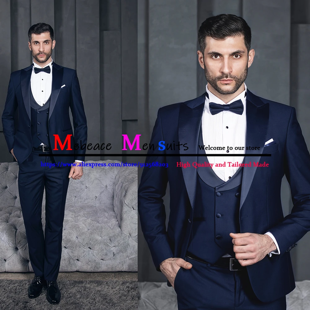 

Tailor-Made Mens Suits Slim Fit Navy Blue Suit for Men Slim Fit Men Suits for Wedding Formal Man Suit 3 Pieces Trajes de Hombre