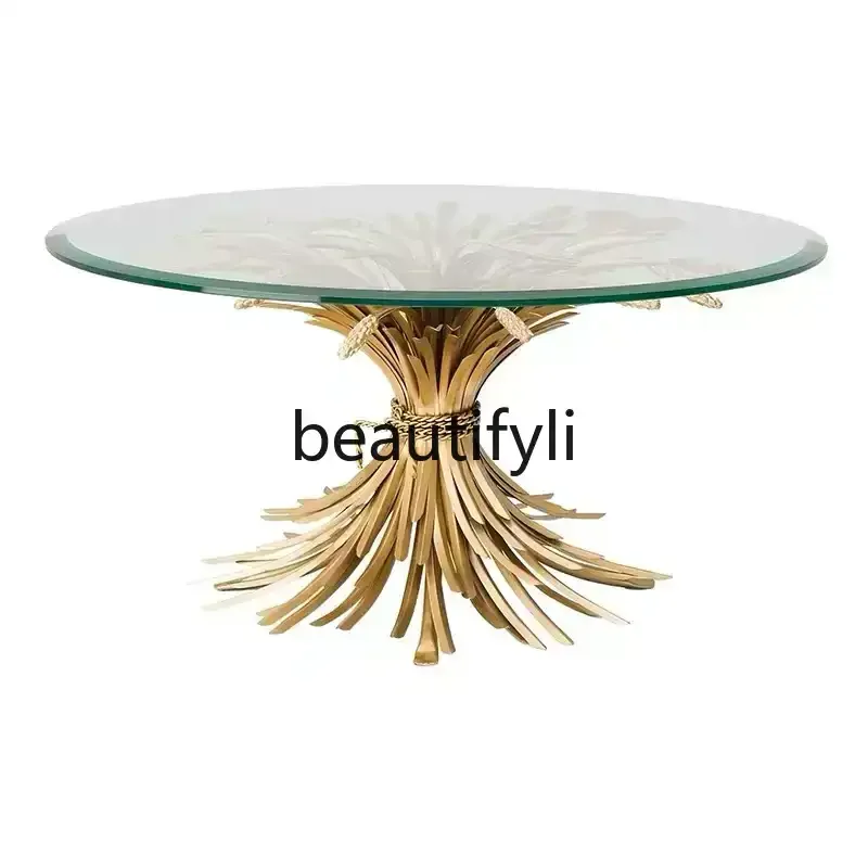 

Light luxury coffee table Modern art corner Wheat ear negotiation table Household round edge table