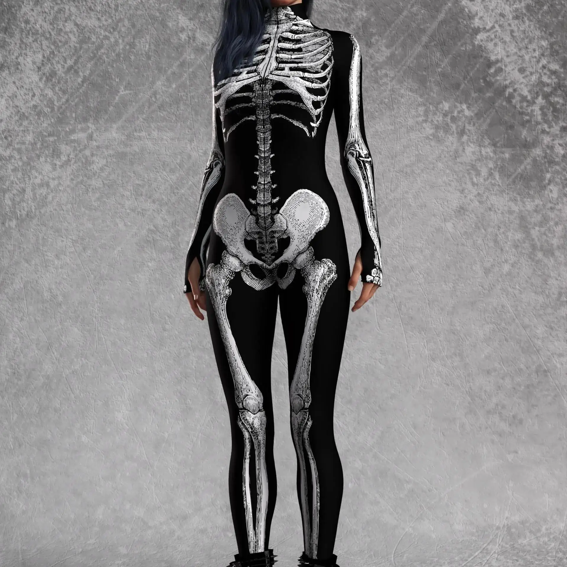Sexy Damen Psychedelischer Netz-Cosplay-Jumpsuit Horror Halloween Festival Party Bodysuit Karneval Bühnenauftritt Eng Anliegend – Detail 27