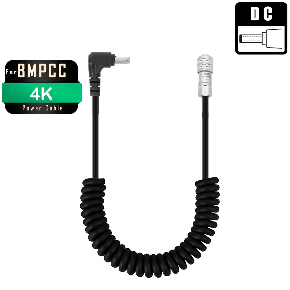 DC 5.5X2.5mm To WEIPU SF6 2Pin Connector 4K Power Cable For (BMPCC 4) Blackmagic Pocket Cinema Camera