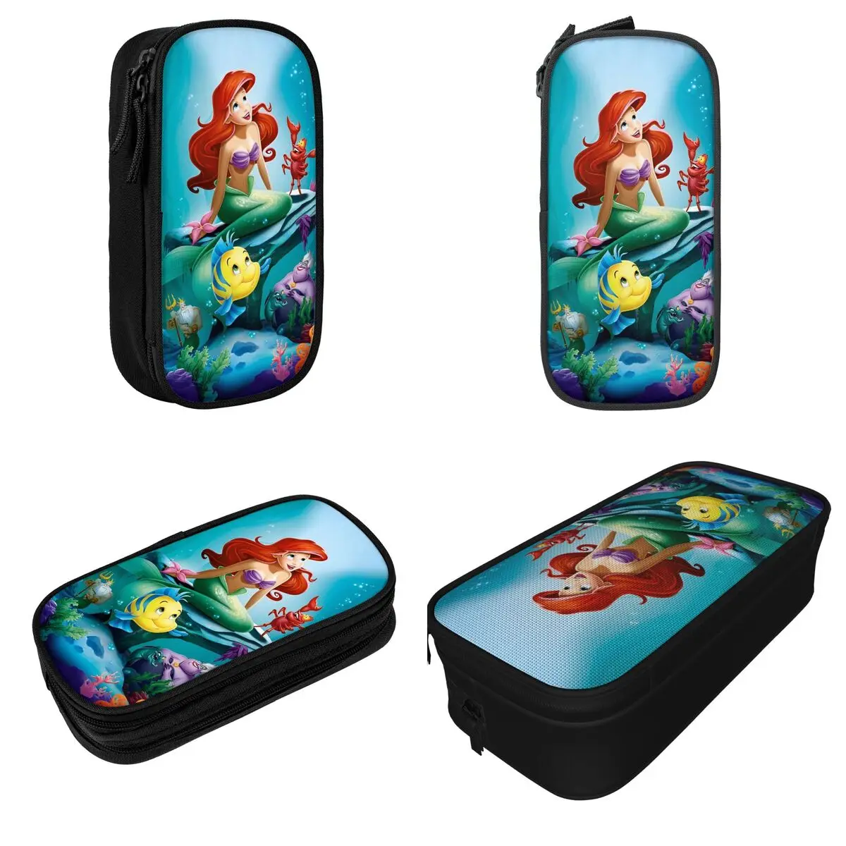 The Little Mermaid Cartoon Pencil Case Ariel Anime Princess Pen Holder Bags Student Large Storage Office Gifts Pencil Box