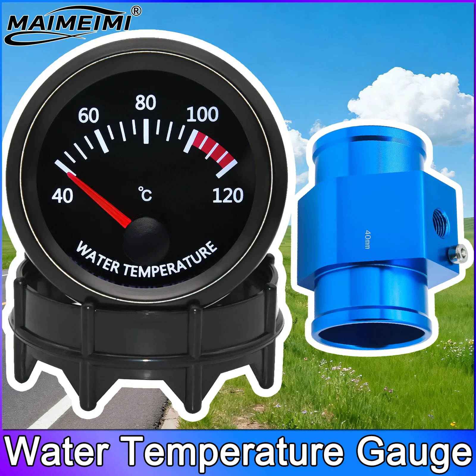 

12 В 52 мм автомобильный датчик температуры воды 40 ~ 120 ℃ + Датчик температуры воды 10 мм Соединительная труба температуры воды 1/8NPT Адаптер датчика автомобиля