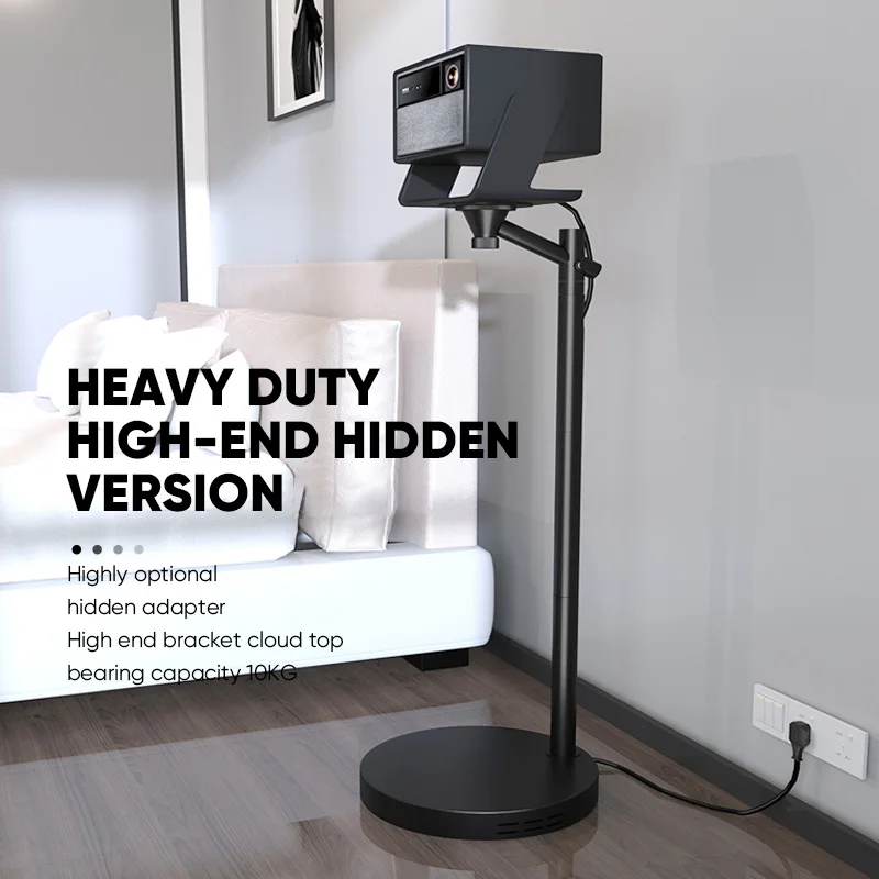 Heavy Duty Projector Stand 10KG Load-Bearing Hidden Cable Management 360° Adjustable Floor Stand Projector Bracket