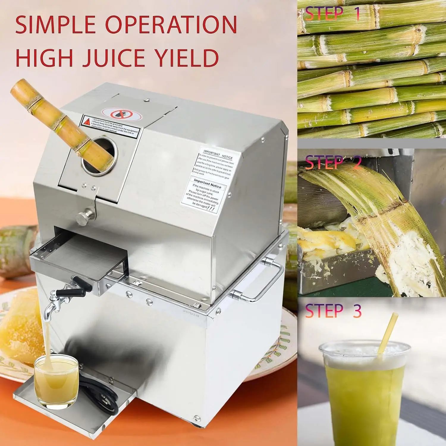 110 В коммерческая настольная соковыжималка для сахарного тростника, электрическая соковыжималка для сахарного тростника с функцией верхнего отверстия