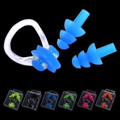 Silicone Swimming Earplugs and Nose Clip Set Swimming Ear and Nose Protection Against Water for Adults and Children