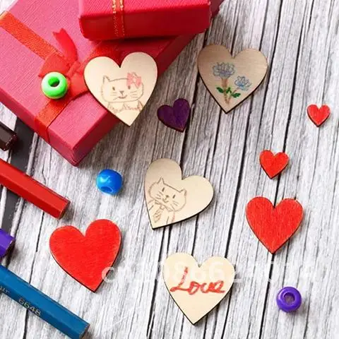 Natural Wood Hearts Slices Craft 3/4/5 cm Unfinished Wooden Heart Embellishment Ornament Wedding Valentine Diy Arts Supplies