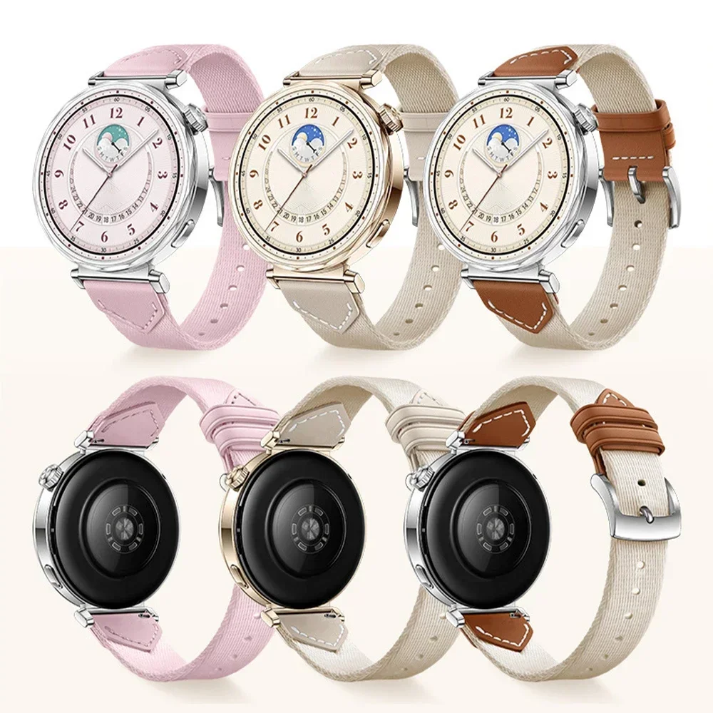 Women Leather Strap for Huawei Watch GT5 GT4 41mm Smart Watch 18mm Bracelet for Huawei GT5 Pro 42mm Garmin Venu 3S 2S Slim Band