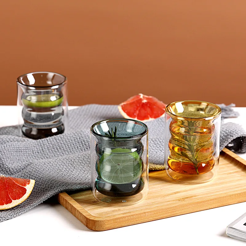 

Colorful Heat Insulation Milk Cup, Borosilicate Double Layer, Spiral Coffee Cup, Cocktail Glass, Drinking Mug, New Color