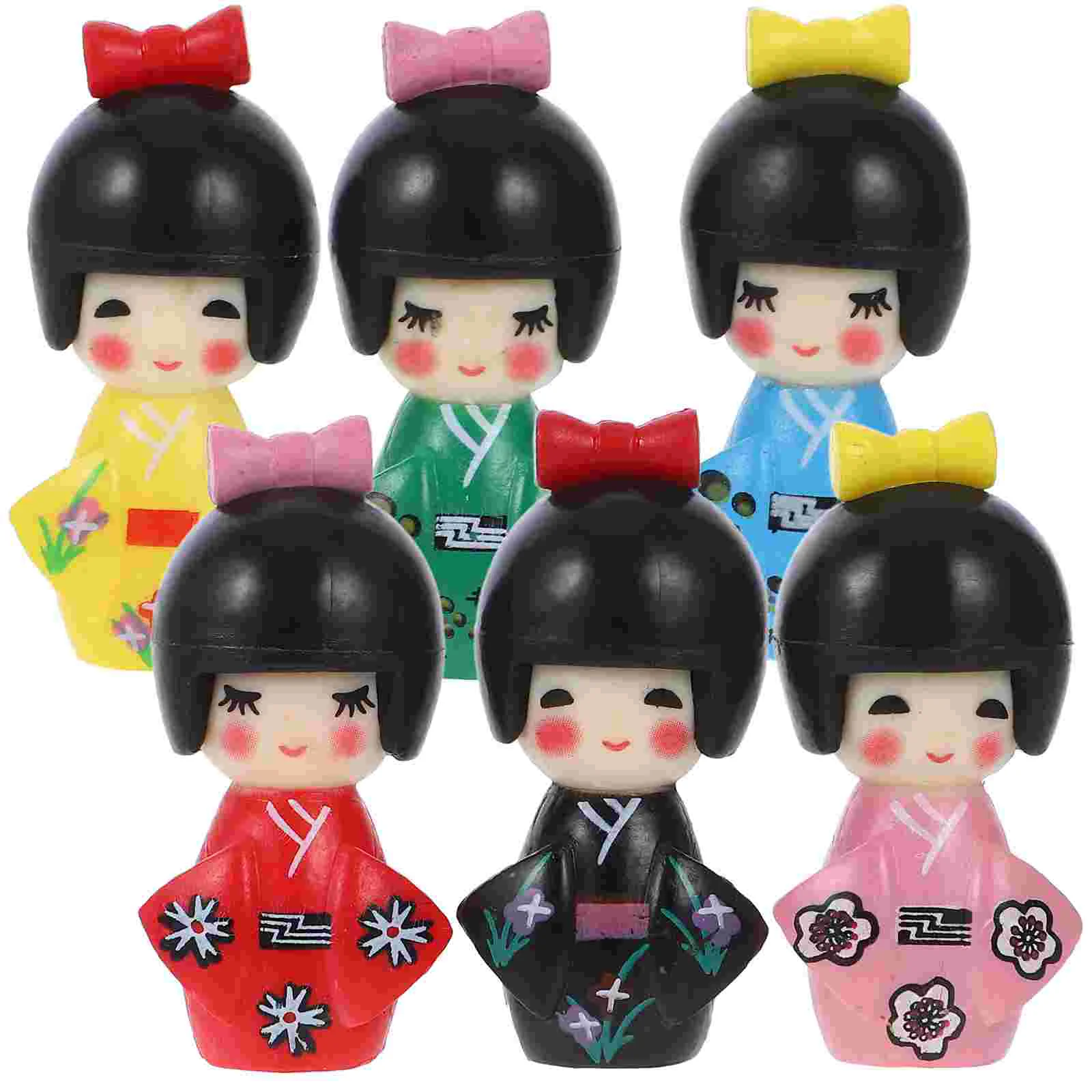 6 Pcs Kimono Ornaments Japanese Dolls Toys Cars Home Accessories Miniatures Lovely Kids Container Child