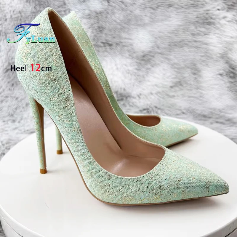 

Женские туфли на высоком каблуке с острым носком, новинка 2023 года, вечерние туфли во французском стиле, элегантные туфли-лодочки на тонком каблуке 8-12 см с блестками и темпераментом
