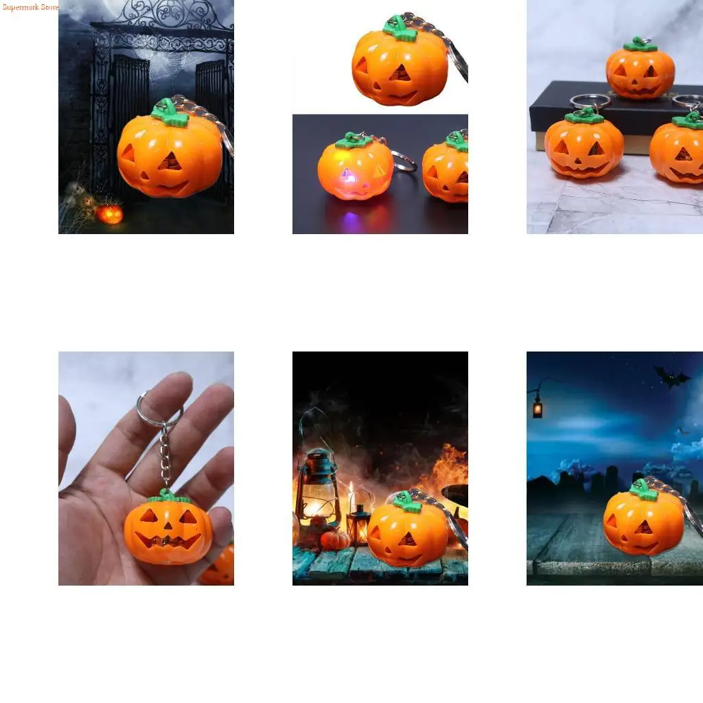 Q5WE Creative Halloween Pumpkin Keychain with Light House Small Gift Jack-o-lantern Pendant Trendy Jewelry