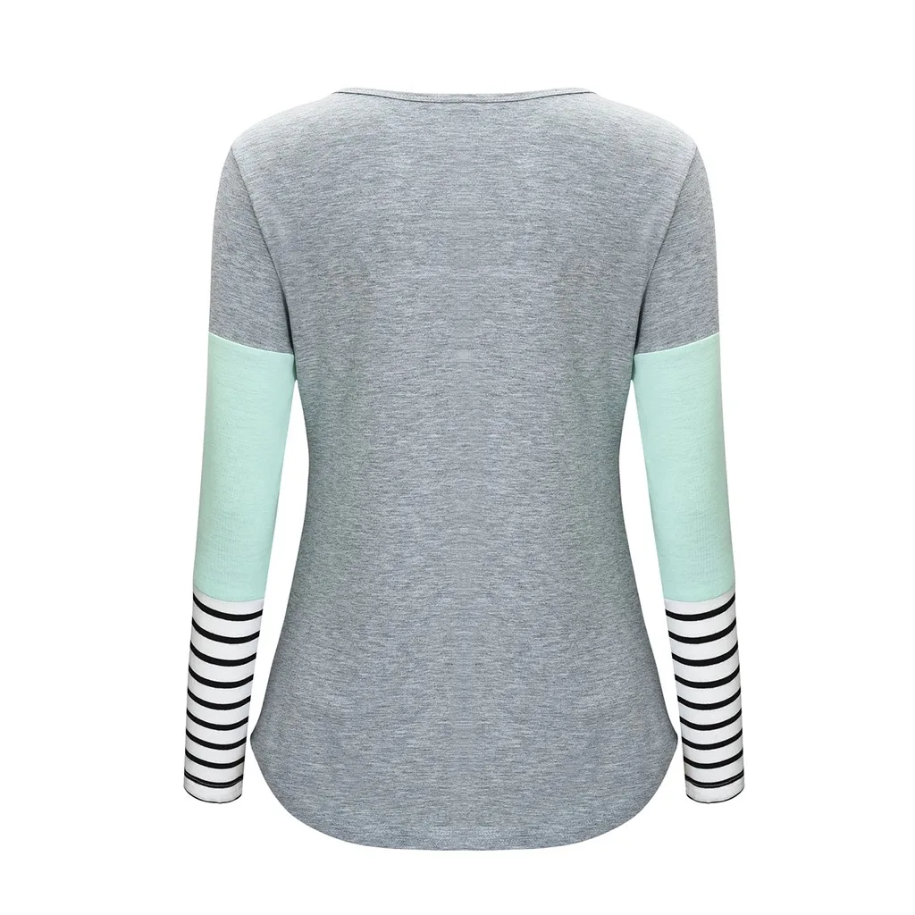 Mode Schwangere Frauen Nähte Farbe Stillen Pflege T Shirts Beiläufige Lose Langarm T Tops Für Mutterschaft – Detail 11