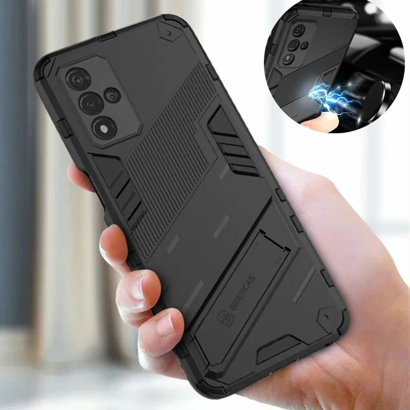 Lens Camera Protective Case for OPPO A93S A93 Armor Bracket Hidden Kickstand Back Cover for OPPO A74 A94 A95 A53 A32 Find X3 Pro