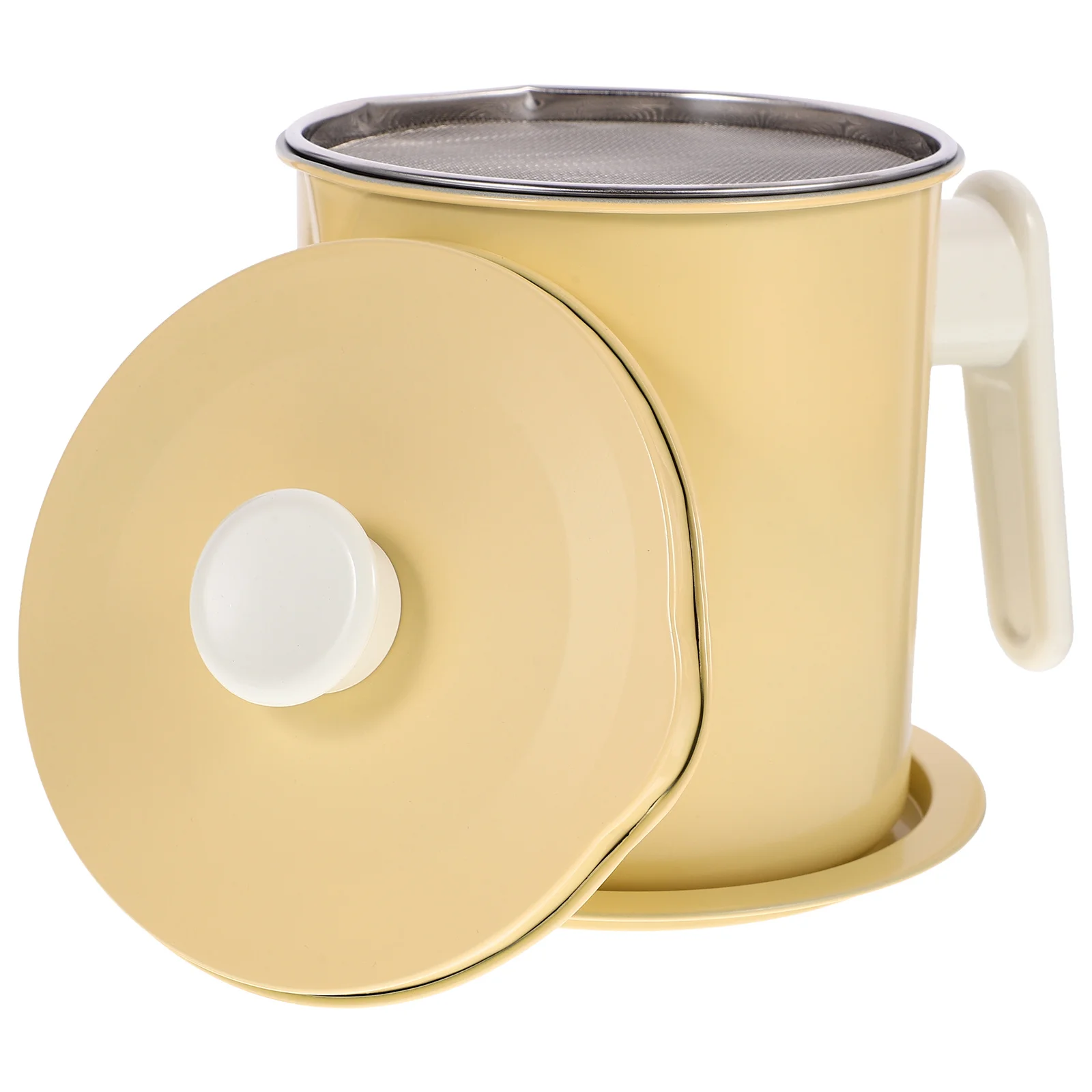 

Pot With Fine Mesh Strainer Large Capacity Grease Container For Kitchen Cooking Oil Storage Bacon Fat Filter Metal Oil Jug