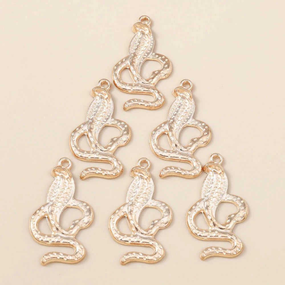 Leslie 10 Stück 18 x 34 mm goldfarbene Cobra-Schlangen-Anhänger für DIY handgefertigte Halsketten, Armbänder, Schmuckherstellung – Detail 2