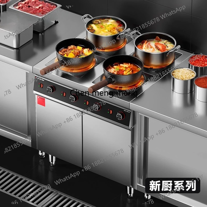 

Электромагнитная печь для кастрюли с четырьмя глазами и несколькими головками, коммерческий шкаф высокой мощности 3500 Вт