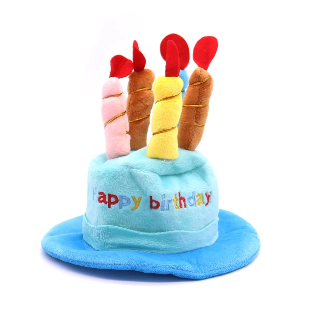 

Cute Pet Birthday Hat Plush Adjustable Birthday Cake Hat Soft Breathable Dog Party Hat New Year Gift Toy