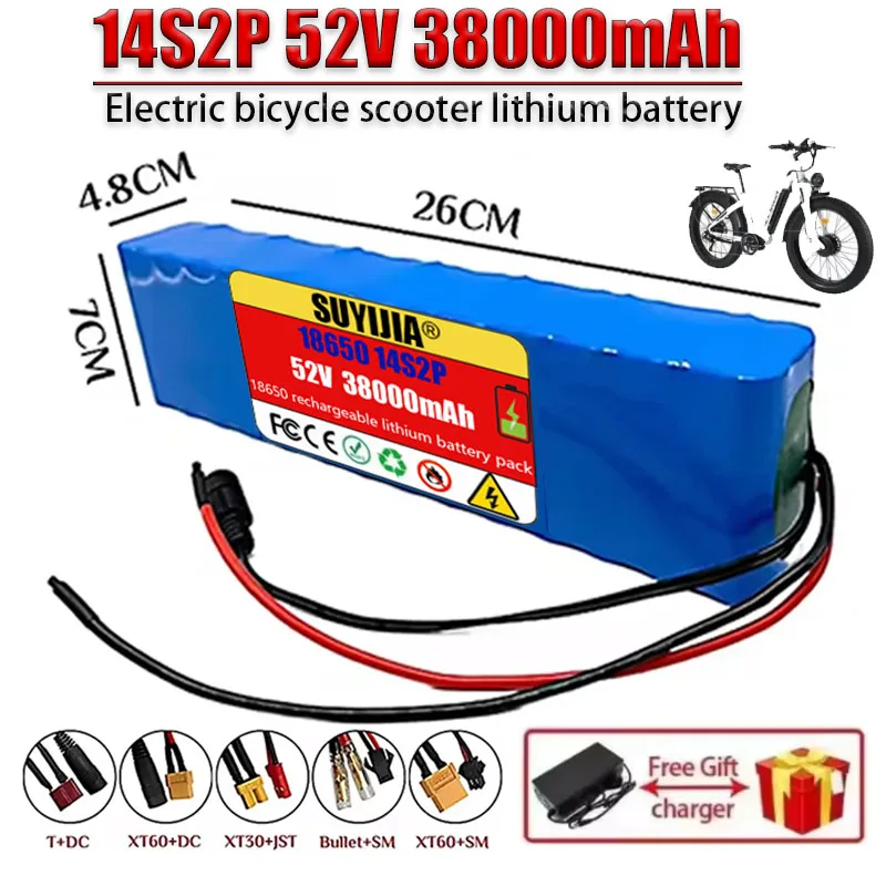 

14S2P 52V 18650 Rechargeable Lithium Battery Pack 38000mAh High Capacity Built-in BMS for Electric Bicicleta Scooter Balance Car