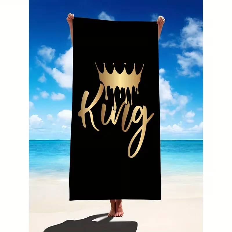Couple Style King and Queen Beach Towel Crown Quick Drying, Durable and Easy To Carry Summer Beach Vacation Travel Outdoor Towel