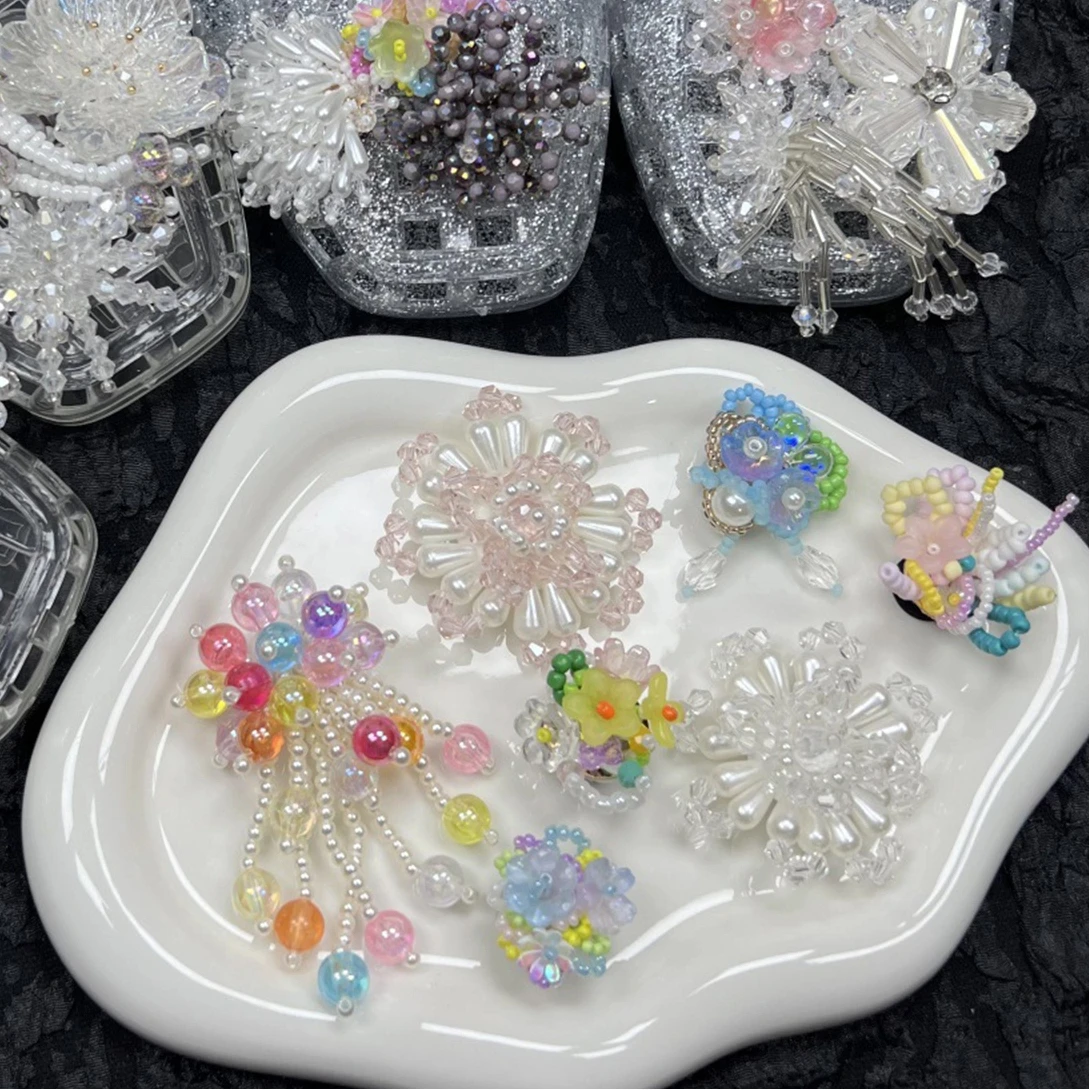 

Dopamine Handcrafted Beaded Jelly Shoes Sports Sandals Accessory DIY Shoe Decorative Colorful Flower Slippers Buckles