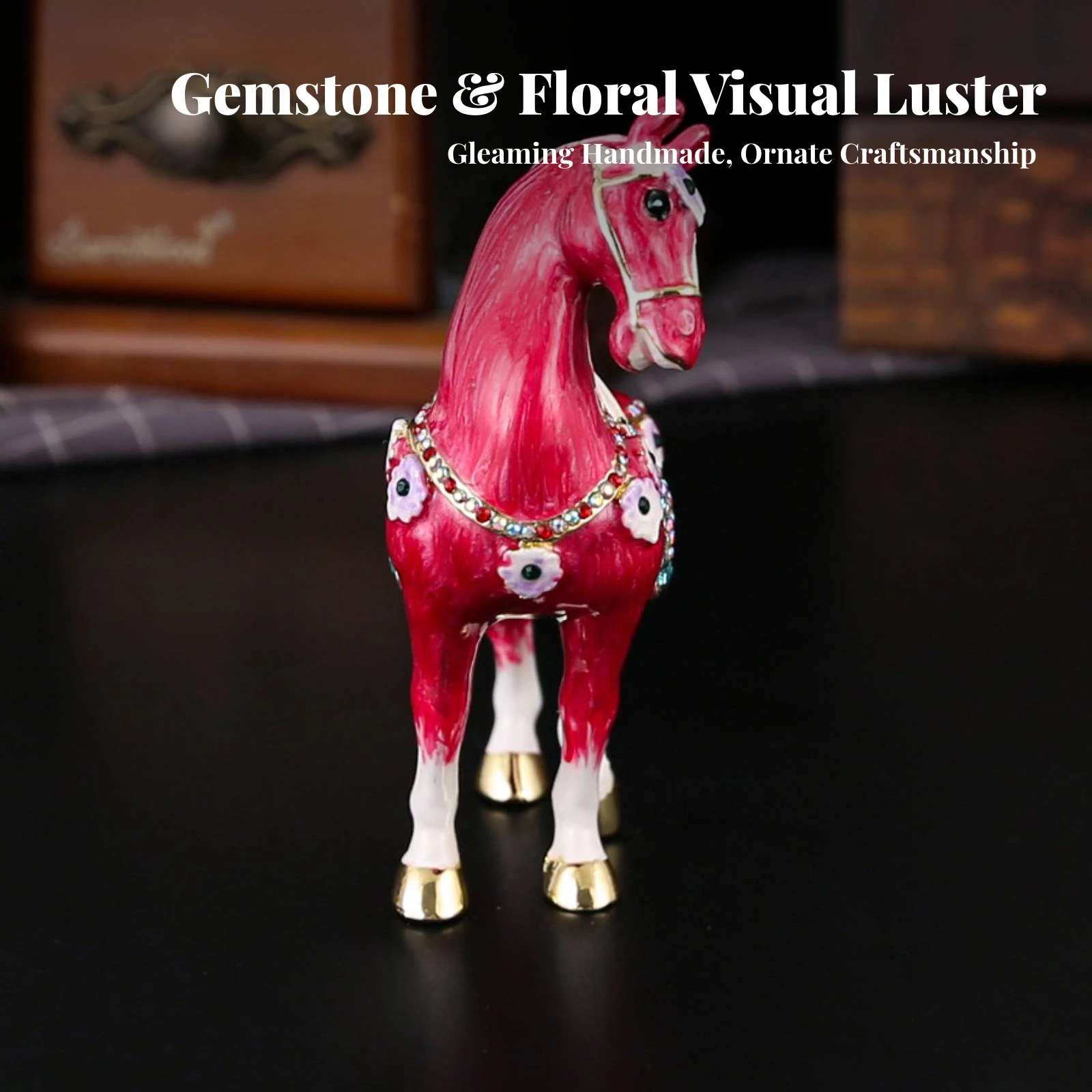 Glossy Finish Horse Jewelry Box Compact Collectible Figurine Ornament Hollow Interior Fine Jewelry Storage for Home Decor