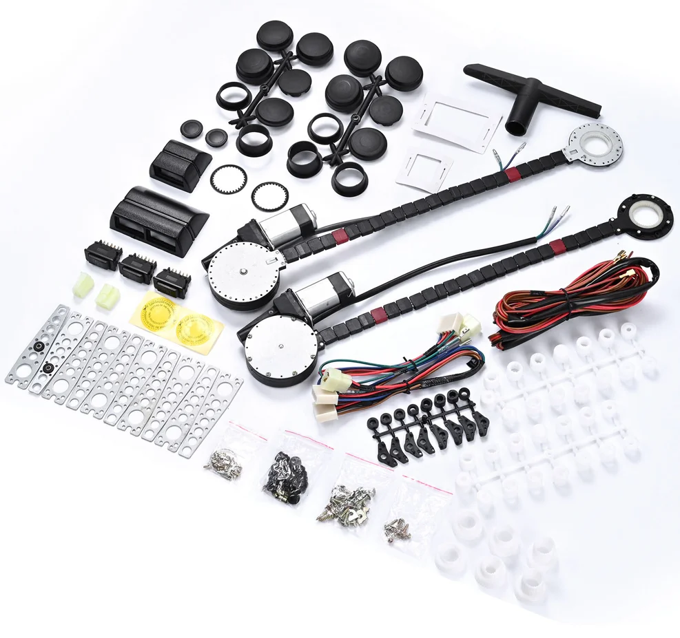 Universal Electric Power Window Lift Regulator Conversion Kit with Switches Wiring and Hardware for 2 Door Pickup SUV Truck Van
