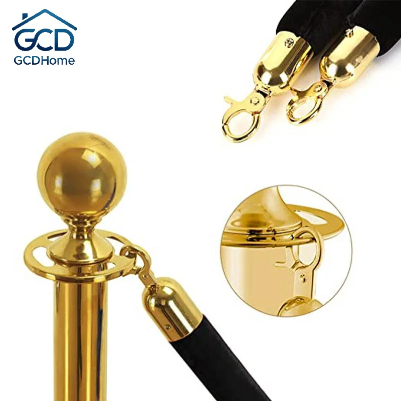 Gold Stanchion Posts & Red Velvet Ropes Set VIP Queue Crowd Control Barriers for Private Party Yacht Club Entrance