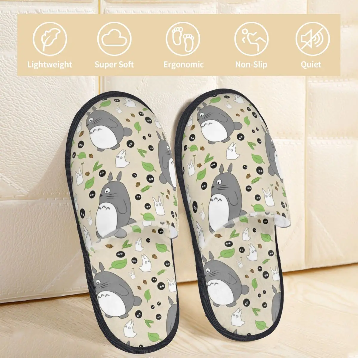 Cartoon Funny Cute T-Totoros Winter Slippers Living Room  Cozy Household Fur Slippers Slides Non-skid